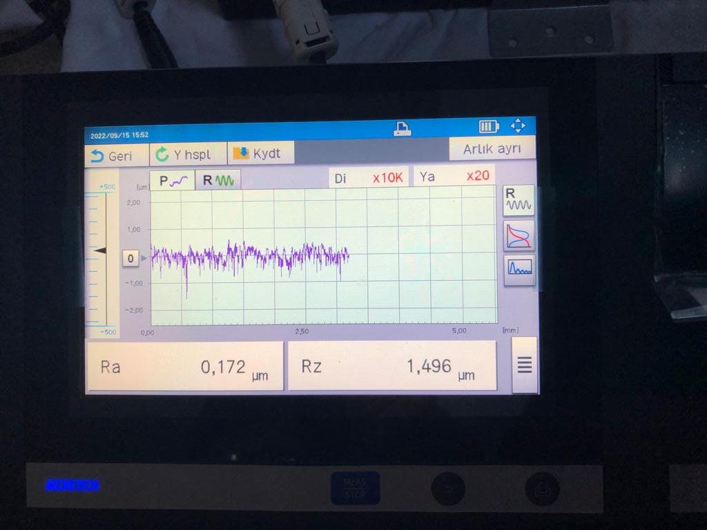 Surface profilometer calibration screen